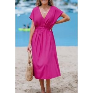 Cupshe Beach Coverup Pink Size XXL